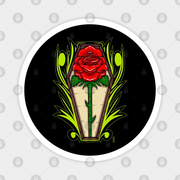 Rose in a coffin Magnet by Chillateez 